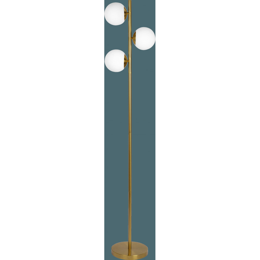 Ashcroft - Brilliance Modern Gold Brush Floor Lamp, Opal Glass Shades and Round Metal Base