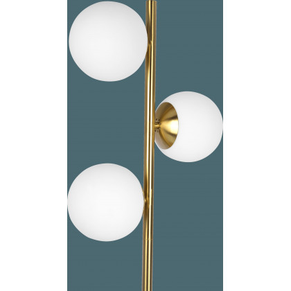 Ashcroft - Brilliance Modern Gold Brush Floor Lamp, Opal Glass Shades and Round Metal Base