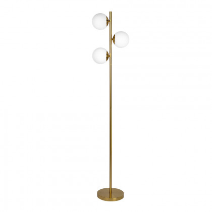 Ashcroft - Brilliance Modern Gold Brush Floor Lamp, Opal Glass Shades and Round Metal Base
