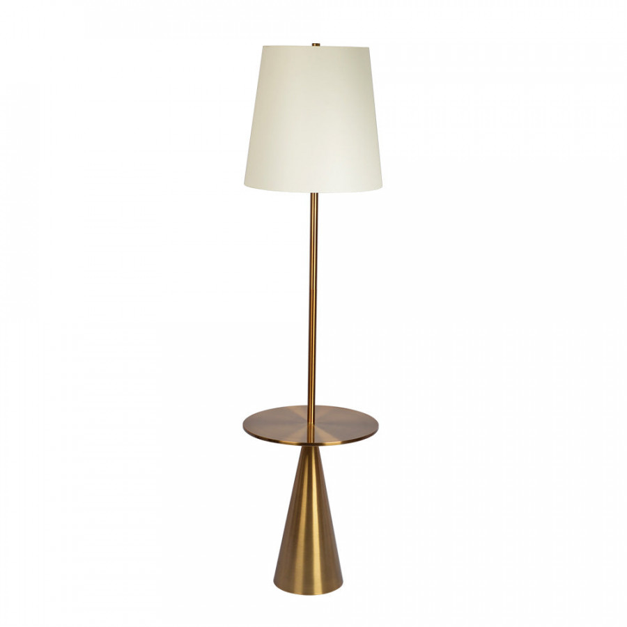 Ashcroft - Celestial Modern Floor Lamp with Brass Accent Table with Large White Shade