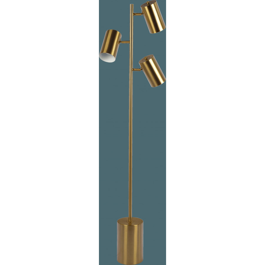 Ashcroft - Harmony Brassed Gold Floor Lamp with Rotary Switch Triple Spots Metal Block Base
