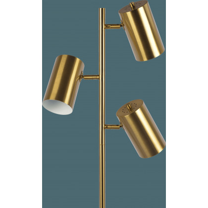 Ashcroft - Harmony Brassed Gold Floor Lamp with Rotary Switch Triple Spots Metal Block Base