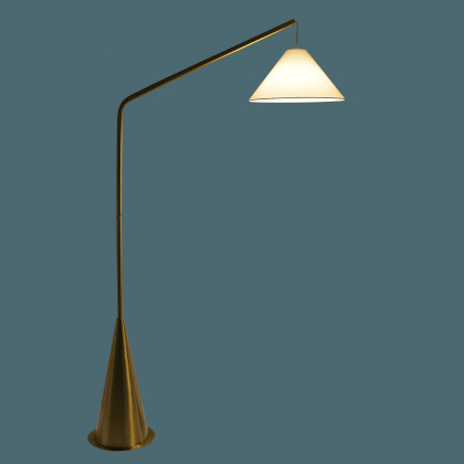 Ashcroft - Lisbon Black Floor Lamp with On/Off Switch Coned Base Hanging White Fabric Shade