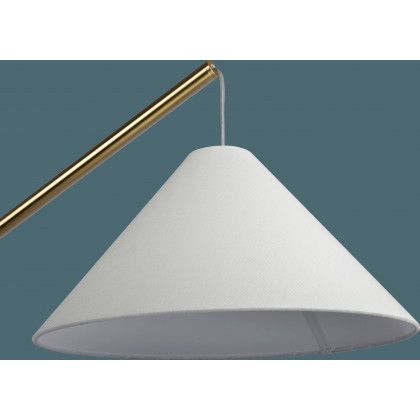 Ashcroft - Lisbon Black Floor Lamp with On/Off Switch Coned Base Hanging White Fabric Shade