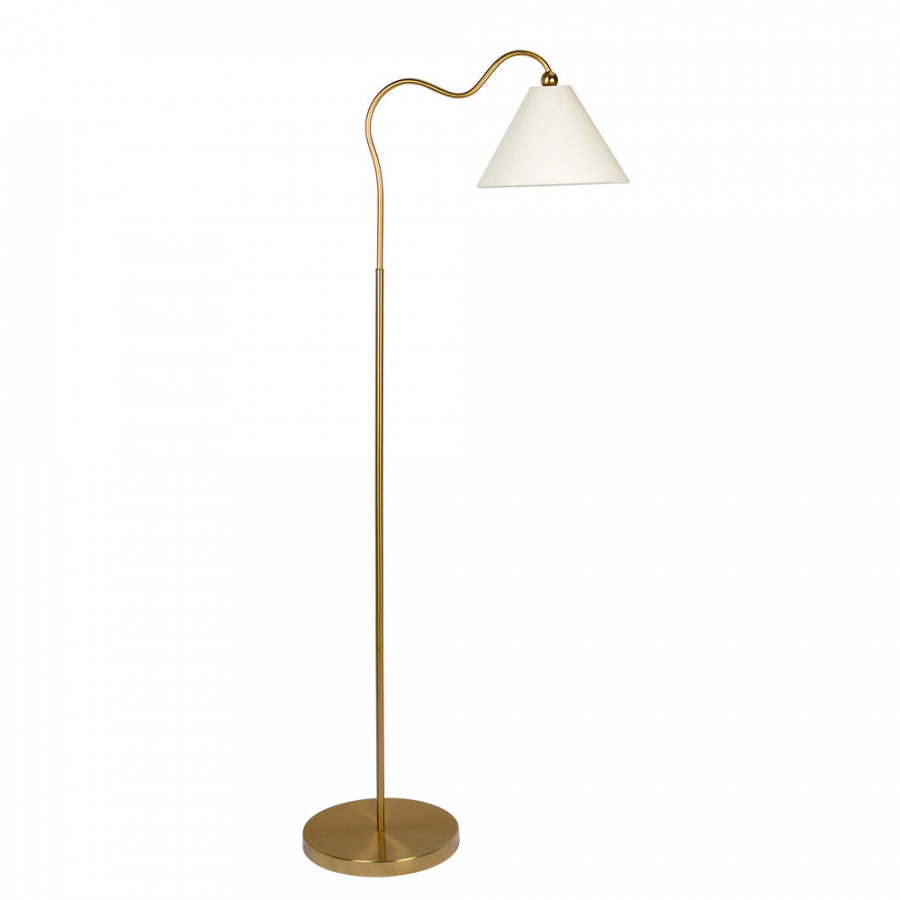 Ashcroft - Majestic Brass Ring Base Curved Floor Lamp with Triangle White Drum Shade