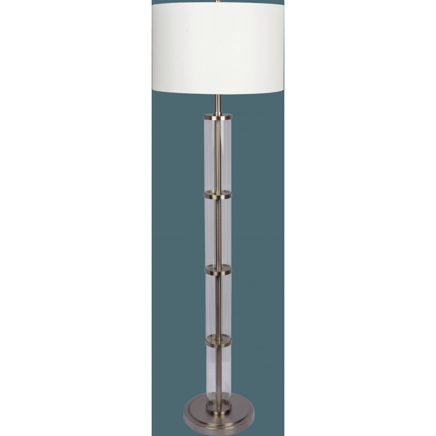 Ashcroft - Nimbus Brushed Nickel Floor Lamp with 3-Way Rotary Switch Clear Glass Body Metal Base