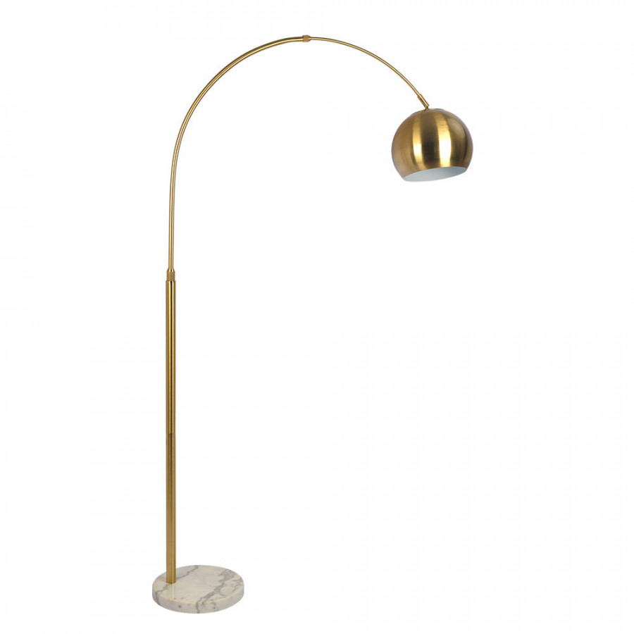 Ashcroft - Oasis Long Arm Gold Brass Adjustable Floor Lamp with Round White Marble Base
