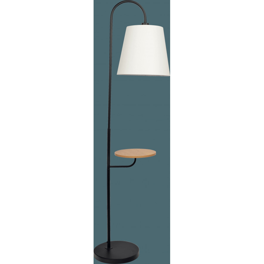 Ashcroft - Seoul Black Floor Lamp with Rotary Switch Wood Table Metal Base