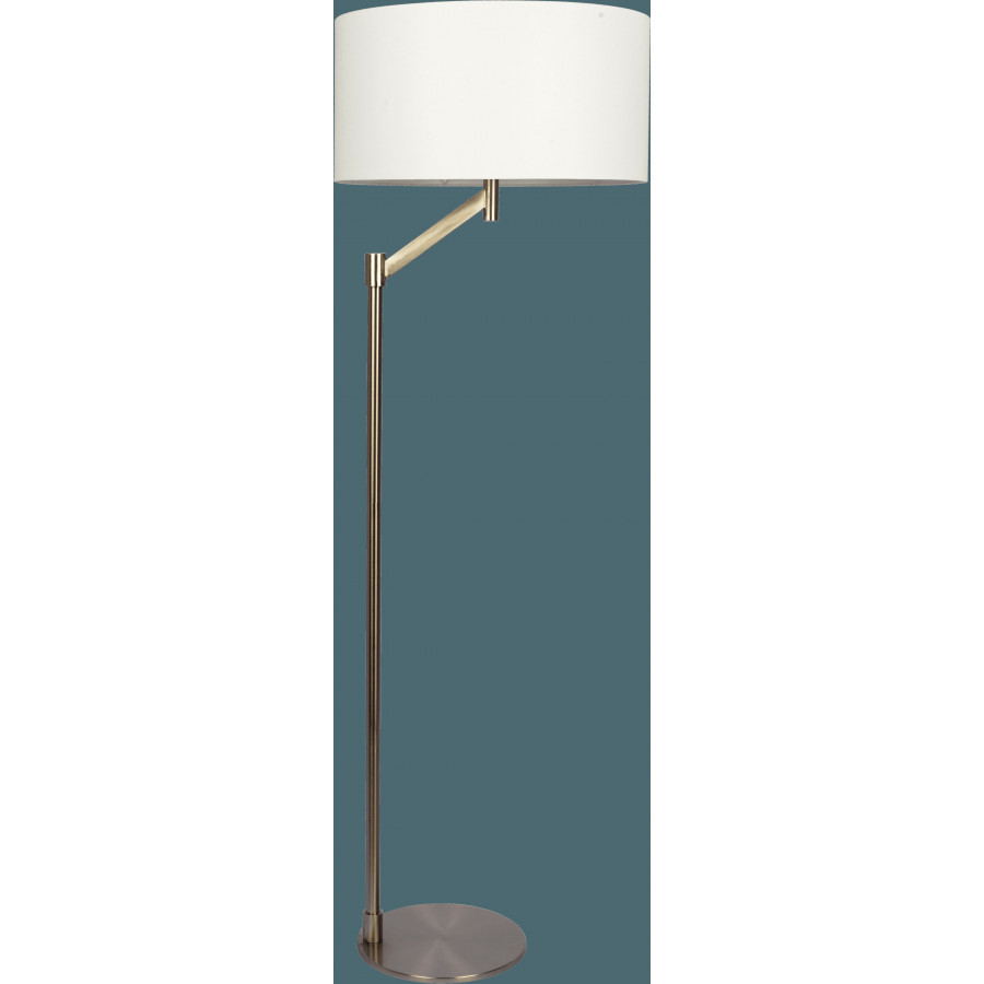 Ashcroft - Serene Brushed Nickel Floor Lamp with Rotary Switch Metal Base White Linen Shade