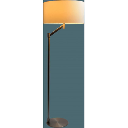 Ashcroft - Serene Brushed Nickel Floor Lamp with Rotary Switch Metal Base White Linen Shade