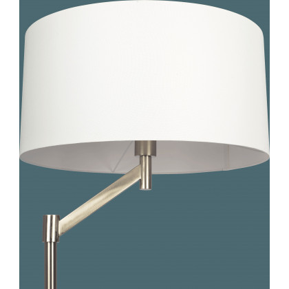 Ashcroft - Serene Brushed Nickel Floor Lamp with Rotary Switch Metal Base White Linen Shade