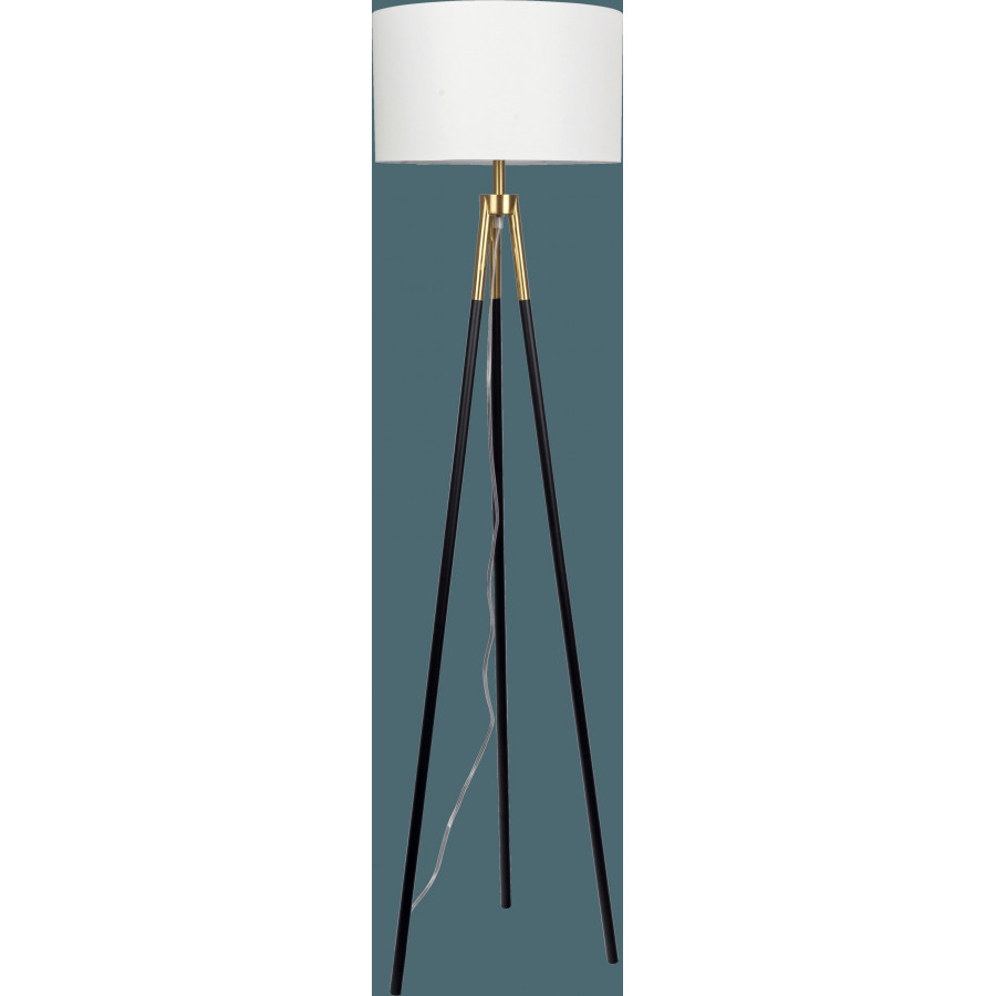 Ashcroft - Sway Brassed Gold Floor Lamp with On/Off Switch Triple Legs White Fabric Shade