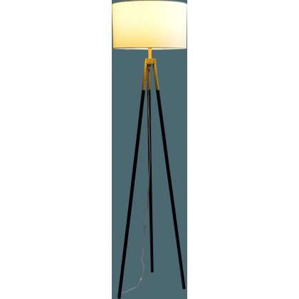 Ashcroft - Sway Brassed Gold Floor Lamp with On/Off Switch Triple Legs White Fabric Shade