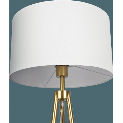 Ashcroft - Sway Brassed Gold Floor Lamp with On/Off Switch Triple Legs White Fabric Shade