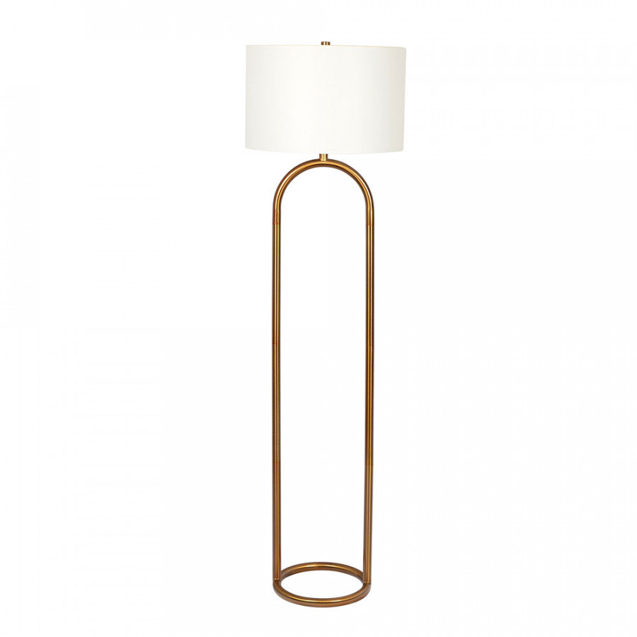 Ashcroft - Vivid Brass Ring Base Floor Lamp with Large White Drum Shade