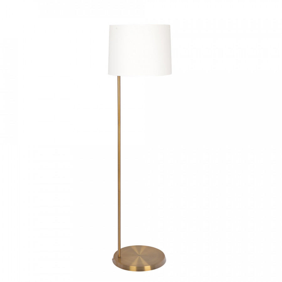 Ashcroft - Zenith Offset Brass Base Floor Lamp with Drum-shaped Linen Shade