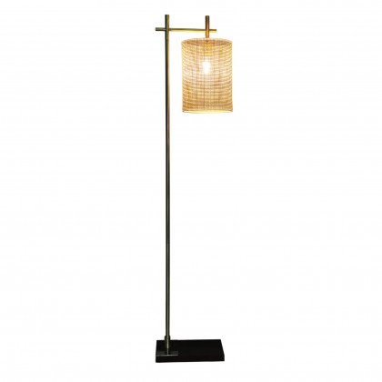 Ashcroft - Brizo Bamboo Lampshade Floor Lamp Dark brown and Bronze
