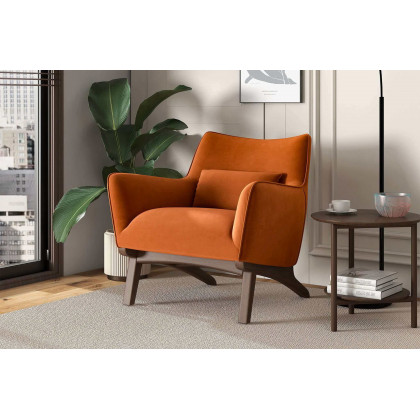 Ashcroft Brayden Mid-Century Modern Velvet Armchair - Burnt Orange