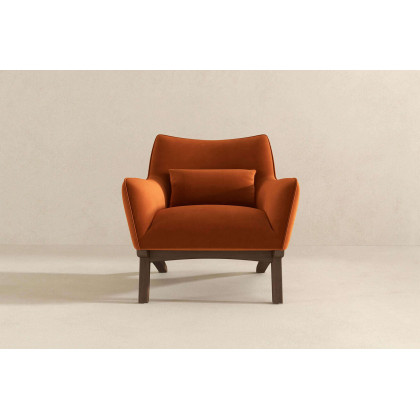 Ashcroft Brayden Mid-Century Modern Velvet Armchair - Burnt Orange