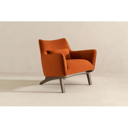 Ashcroft Brayden Mid-Century Modern Velvet Armchair - Burnt Orange
