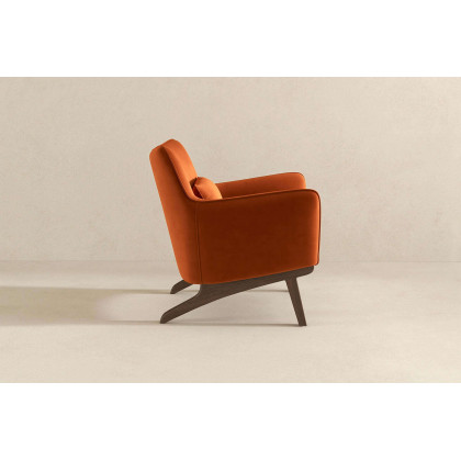 Ashcroft Brayden Mid-Century Modern Velvet Armchair - Burnt Orange