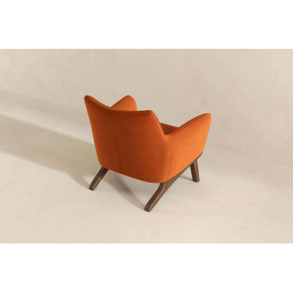 Ashcroft Brayden Mid-Century Modern Velvet Armchair - Burnt Orange