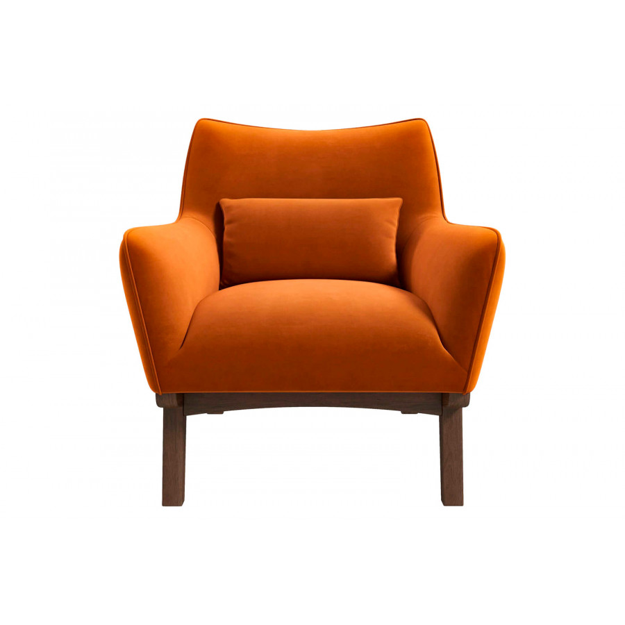 Ashcroft Brayden Mid-Century Modern Velvet Armchair - Burnt Orange
