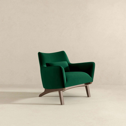 Ashcroft Brayden Mid-Century Modern Velvet Armchair - Dark Green