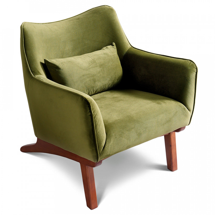 Ashcroft - Brayden Olive Green Velvet Lounge Chair