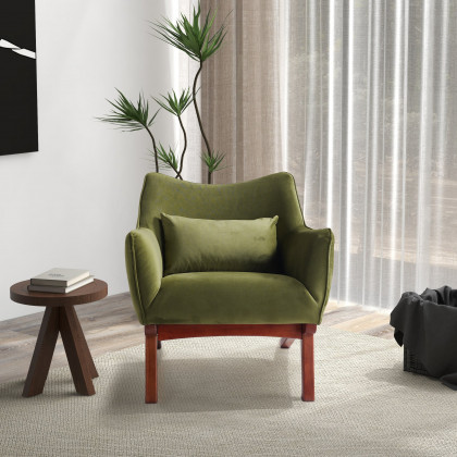 Ashcroft - Brayden Olive Green Velvet Lounge Chair