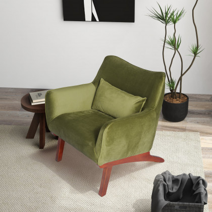 Ashcroft - Brayden Olive Green Velvet Lounge Chair