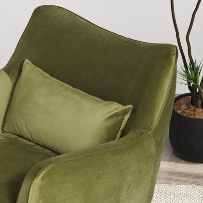 Ashcroft - Brayden Olive Green Velvet Lounge Chair