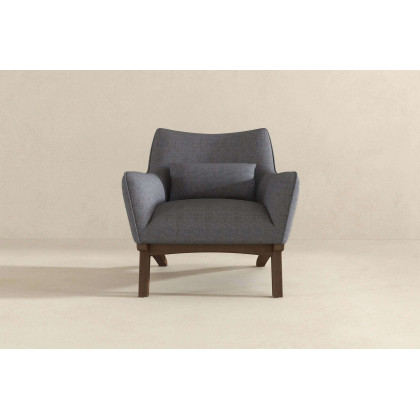 Ashcroft Brayden Mid-Century Modern Linen Armchair - Seaside Gray