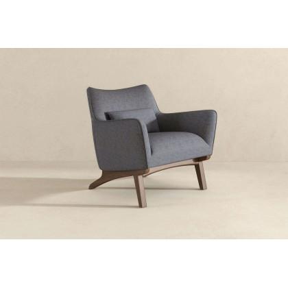 Ashcroft Brayden Mid-Century Modern Linen Armchair - Seaside Gray