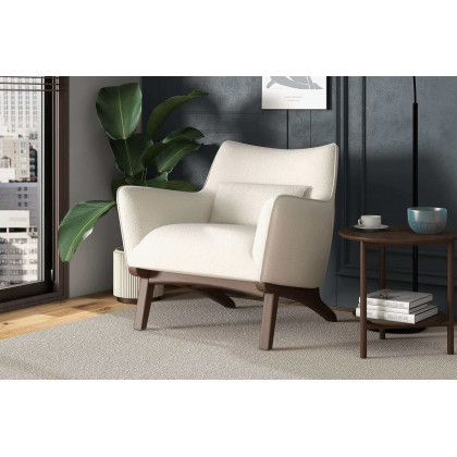 Ashcroft Brayden Mid-Century Modern Boucle Armchair - Beige