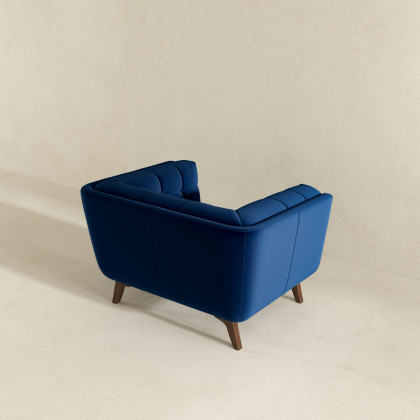 Ashcroft Addison Mid-Century Modern Velvet Lounge Chair - Dark Blue