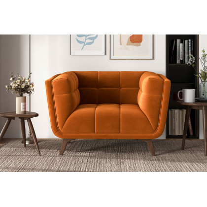 Ashcroft Addison Mid-Century Modern Velvet Lounge Chair - Burnt Orange