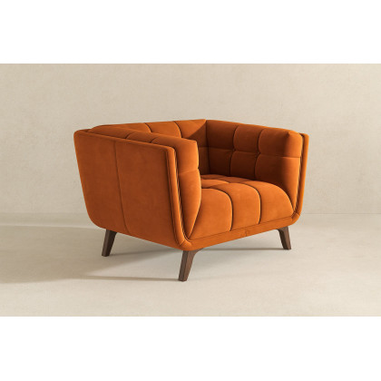 Ashcroft Addison Mid-Century Modern Velvet Lounge Chair - Burnt Orange