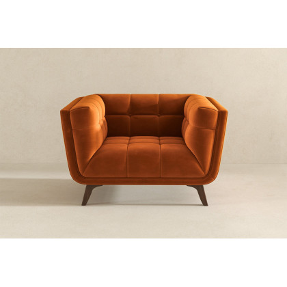 Ashcroft Addison Mid-Century Modern Velvet Lounge Chair - Burnt Orange