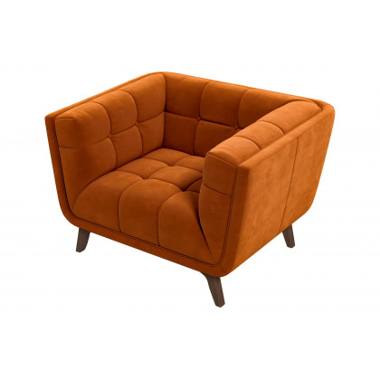 Ashcroft Addison Mid-Century Modern Velvet Lounge Chair - Burnt Orange