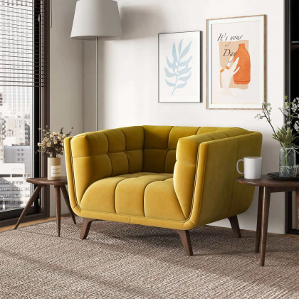 Ashcroft Addison Mid-Century Modern Velvet Lounge Chair - Gold