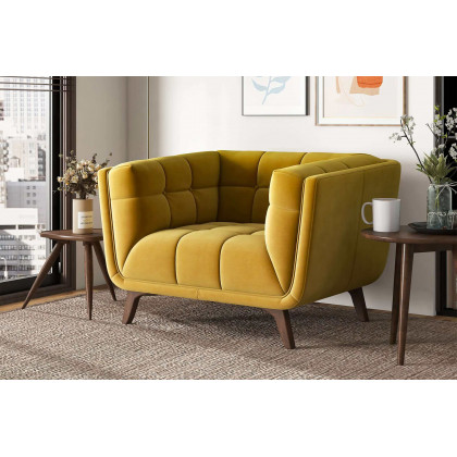 Ashcroft Addison Mid-Century Modern Velvet Lounge Chair - Gold