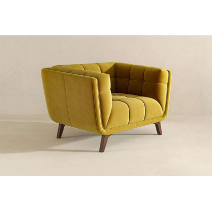 Ashcroft Addison Mid-Century Modern Velvet Lounge Chair - Gold
