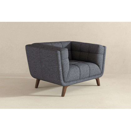 Ashcroft Addison Mid-Century Modern Linen Lounge Chair - Seaside Gray