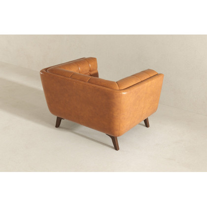 Ashcroft Addison Mid-Century Modern Leather Lounge Chair - Cognac