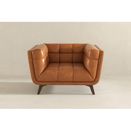 Ashcroft Addison Mid-Century Modern Leather Lounge Chair - Cognac