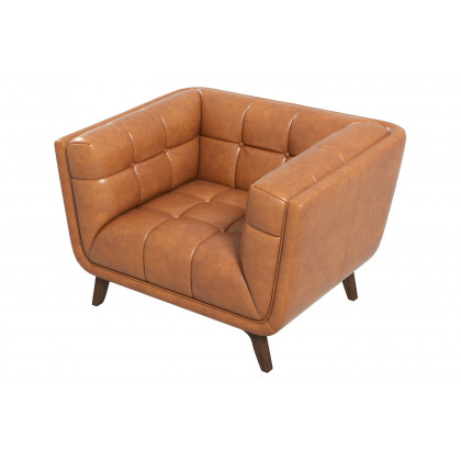 Ashcroft Addison Mid-Century Modern Leather Lounge Chair - Cognac