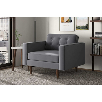 Ashcroft Casey Velvet Lounge Chair - Gray
