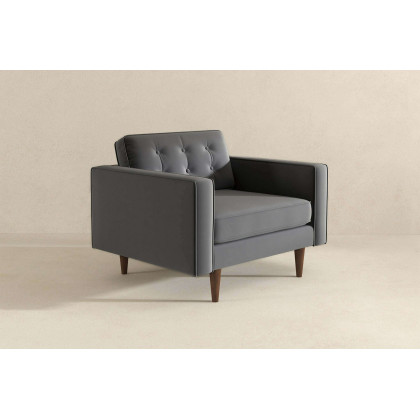 Ashcroft Casey Velvet Lounge Chair - Gray