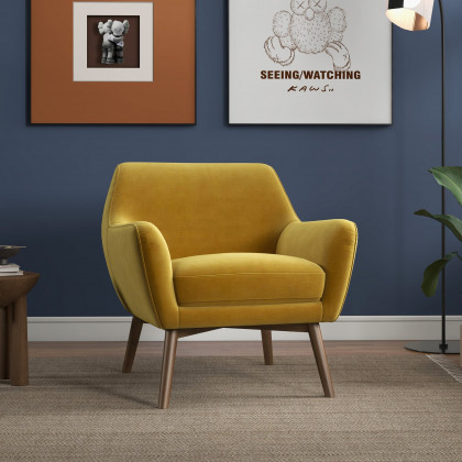 Ashcroft Panom Lounge Chair - Gold Velvet